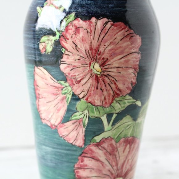 Lakshmi Design Pottery Hand Painted Floral Vase 82 - Picture 4 of 13